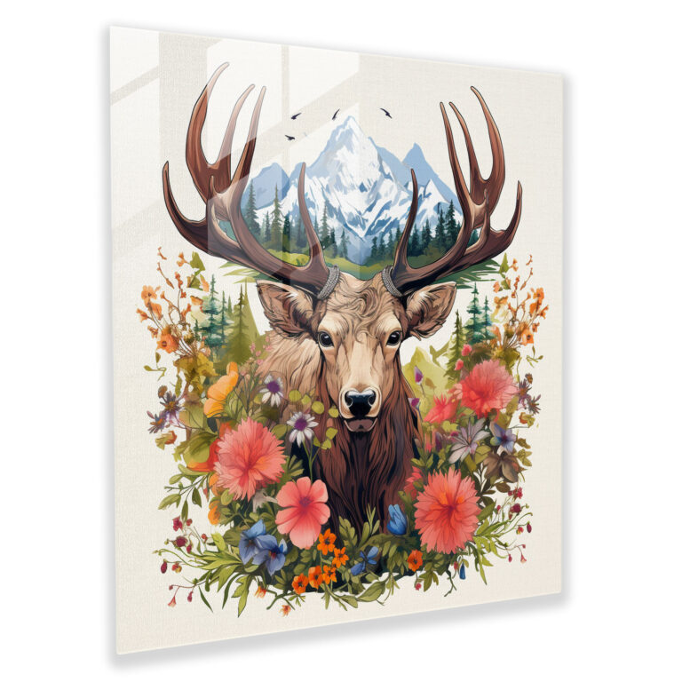 Nature-Inspired Elk Glass Print - Elk, Serene, Glass Art, Glass Wall Art