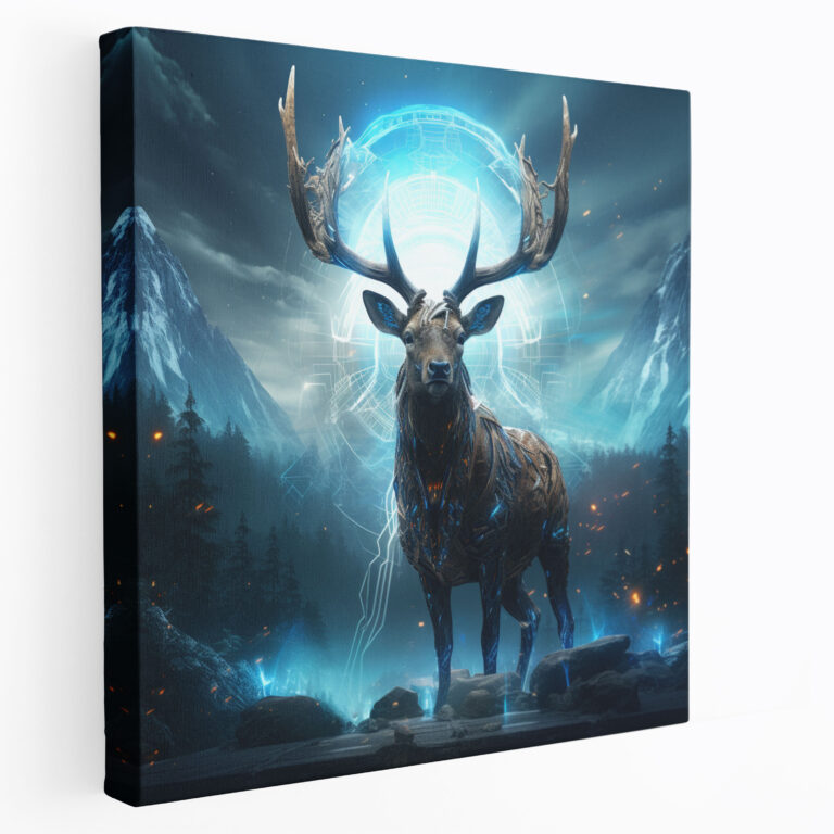 Elk Wall Art - Futuristic Sci-Fi Digital Art Illustration - Elk, Illustration, Home Decoration, Wall Decoration