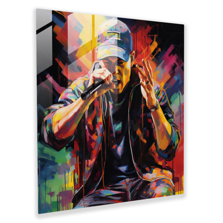 Eminem Glass Print - Eminem, Modern Art, Abstract Acrylic Painting, Eminem