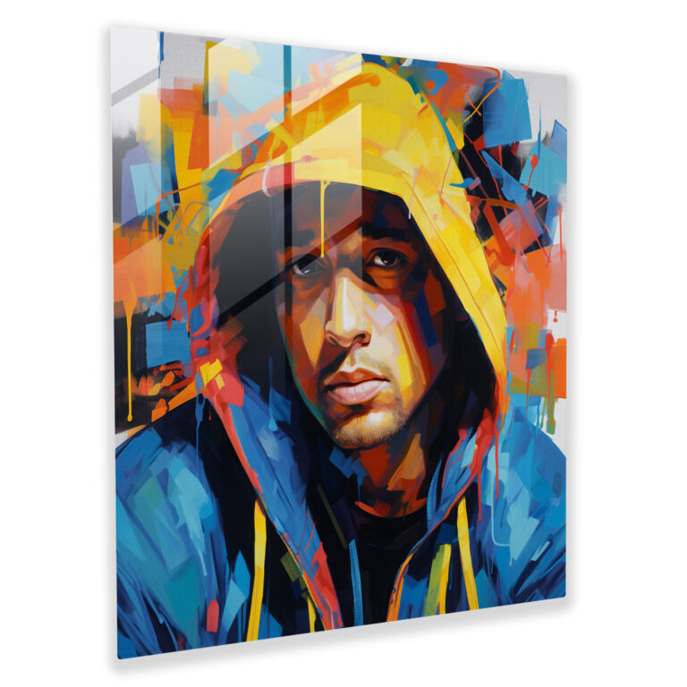 Eminem Wall Decoration - Eminem, Glass Art, Abstract Expressionist Painting, Glass Wall Art