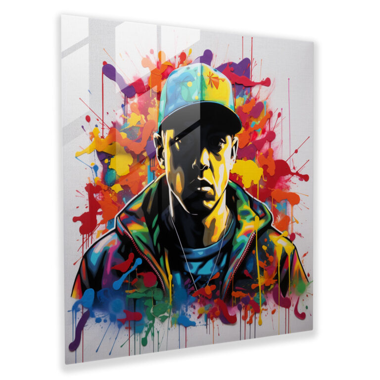 Eminem Glass Wall Art - Abstract Silhouette Decoration - Eminem, Eminem, Modern Art, Glass Print