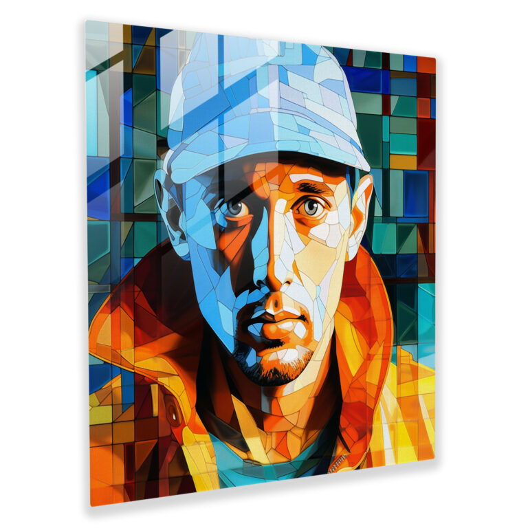 Eminem Glass Wall Art - Pop Art Decoration - Eminem, Pop Culture, Bold Colors, Contemporary