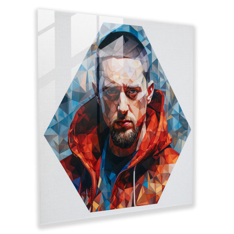 Eminem Glass Print - Geometric Power Wall Art - Eminem, Home Decoration, Wall Decoration, Geometric