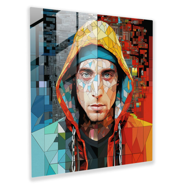 Eminem Glass Print - Eminem, Collage, Artistic, Glass Print