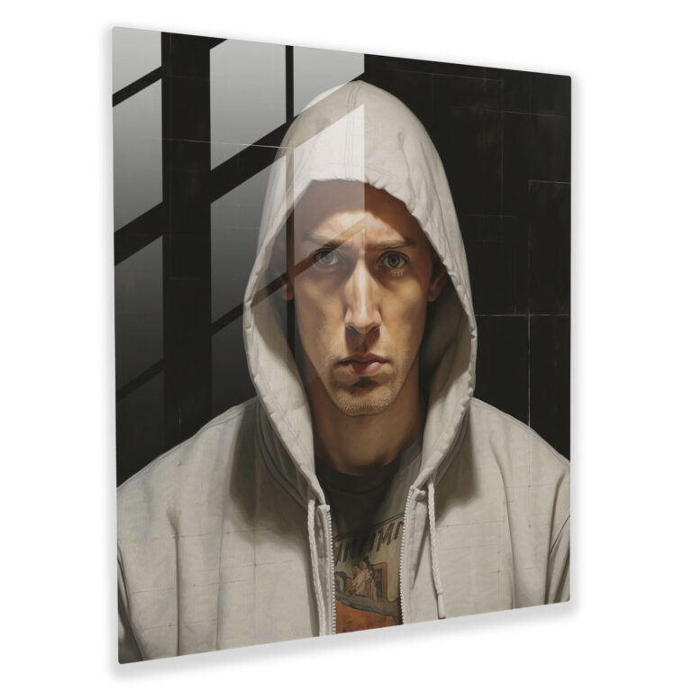 Eminem Glass Art - Eminem, Home Decoration, Raw Emotions, Realistic Portrait Painting