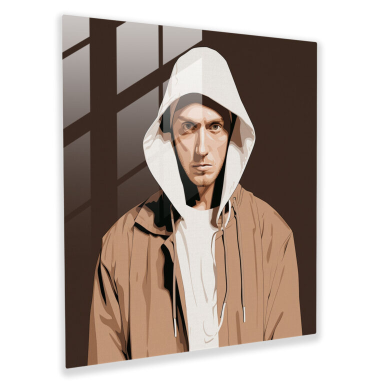 Eminem Glass Wall Art: Minimalist Graphic Design - Eminem, Modern Art, Eminem, Glass Print
