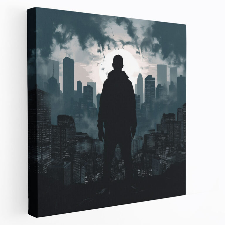 Eminem Canvas Print - Cityscape Wall Art - Eminem, Urban Style, Silhouette, Cityscape