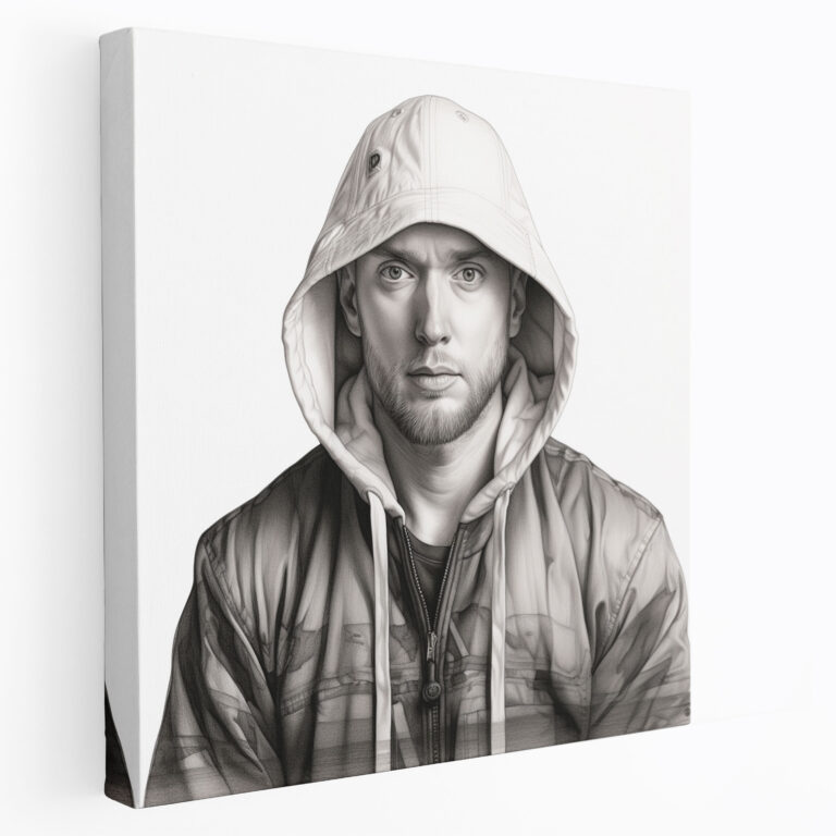 Eminem Pencil Sketch Wall Art - Eminem, Eminem, Canvas, Black And White