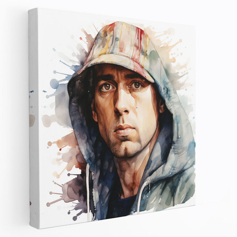 Eminem Wall Art - Eminem, Canvas, Wall Art, Watercolor Portrait