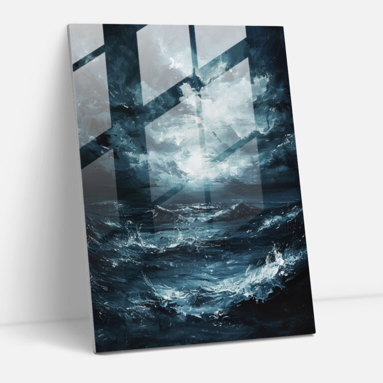 Expressionism Glass Wall Art - Stormy Seascape - Expressionism, Home Decoration, Glass Art, Modern Art