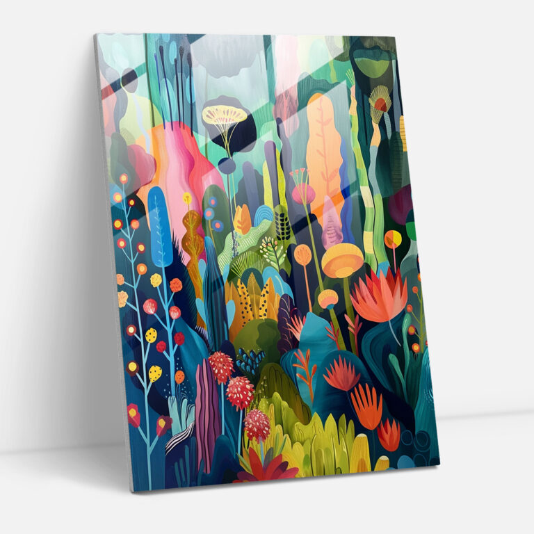 Expressionism Glass Print - Whimsical Garden - Expressionism, Glass Art, Home Decoration, Glass Print