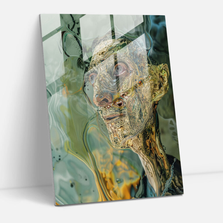 Expressionism Glass Print - Mysterious Figure In Surreal Setting - Expressionism, Home Decoration, Expressionism Art Style, Glass Print