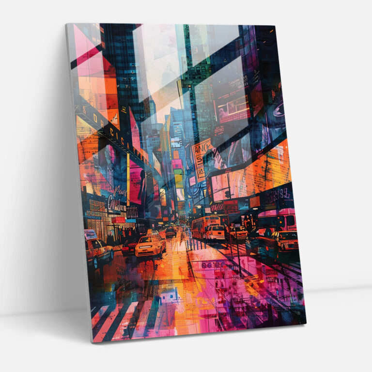 Vibrant Cityscape Expressionism Glass Wall Art - Expressionism, Glass Art, Wall Decoration, Modern Art