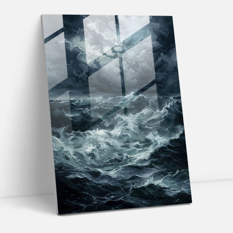 Expressionism Art Style Glass Print - Stormy Seascape Glass Wall Art - Expressionism, Glass Wall Art, Modern Art, Glass Print