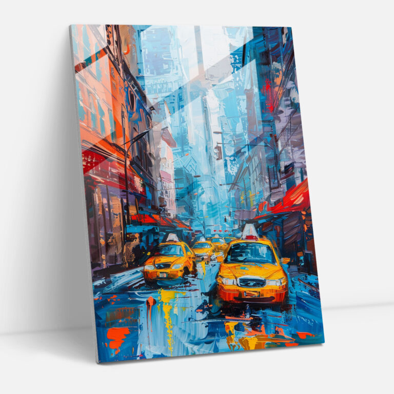 Expressionism Art Style Glass Print - Vibrant City Street Glass Wall Art - Expressionism, Home Decoration, City Scene, Glass Print