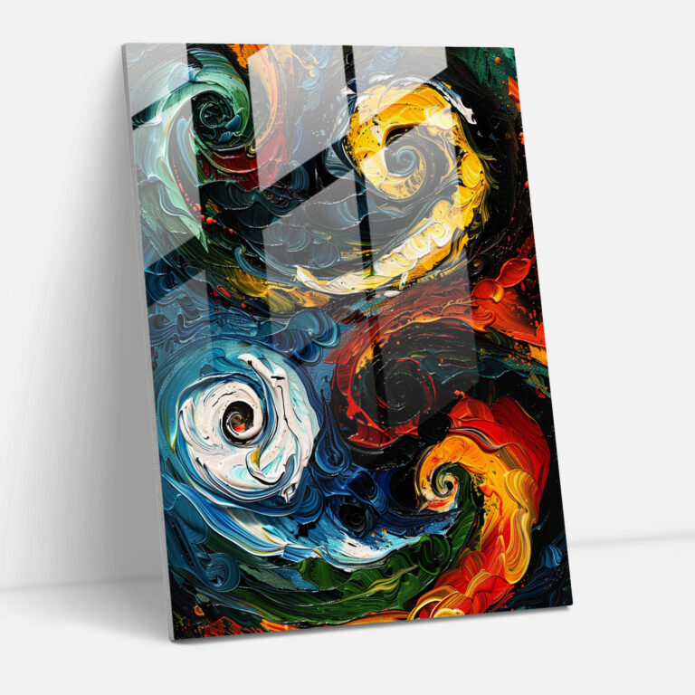 Expressionism Art Style Glass Print - Chaotic Abstract Swirls Glass Wall Art - Expressionism, Abstract Art, Home Decoration, Swirls