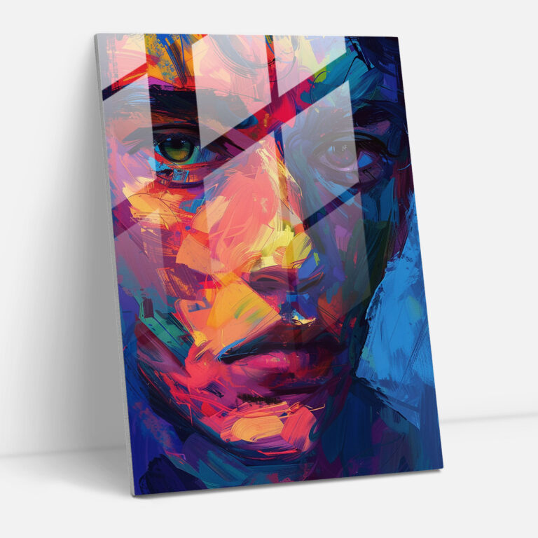 Expressionism Art Style Glass Print - Intense Portrait Glass Wall Art - Expressionism, Bold Colors, Glass Wall Art, Glass Print