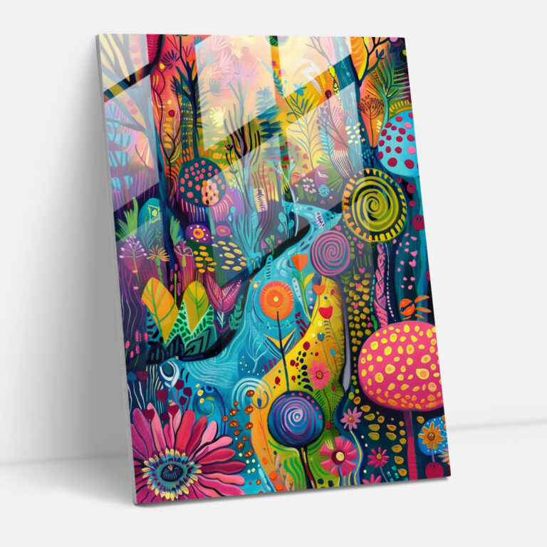 Expressionism Art Style Glass Print - Whimsical Nature Scene Glass Wall Art - Expressionism, Vivid Colors, Glass Wall Art, Expressionism Art Style