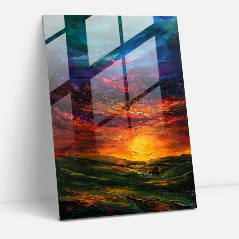 Expressionism Art Style Glass Print - Dramatic Sunset Glass Wall Art - Expressionism, Modern Art, Glass Print, Sunset