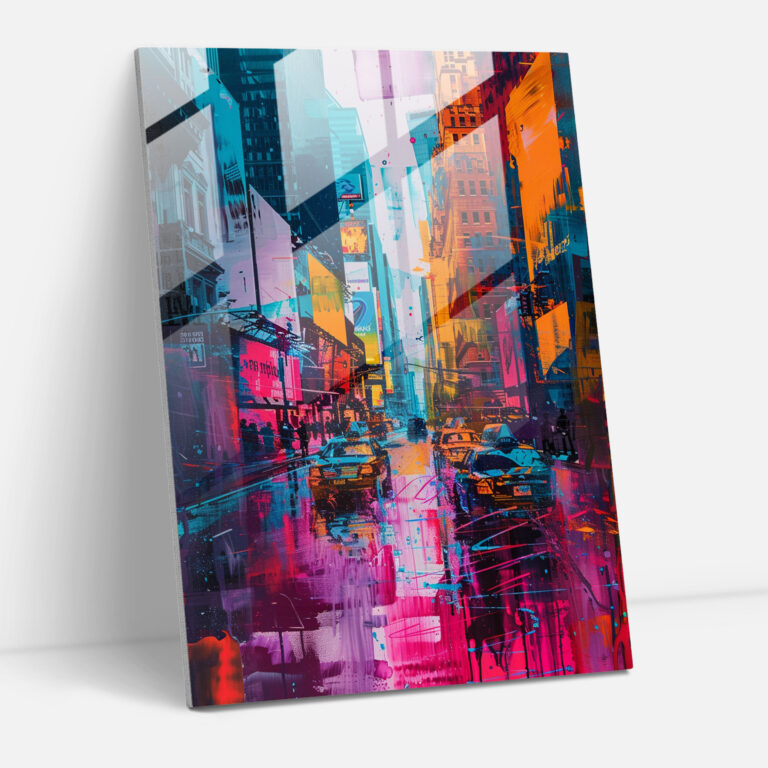 Expressionism Glass Wall Art - City Street Rush - Expressionism, Home Decoration, Glass Wall Art, Wall Decoration