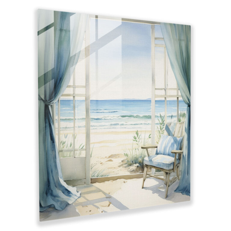 Bathroom Glass Print - Serene Beachscape - For Bathroom, Home Decoration, Glass Wall Art, Modern Art