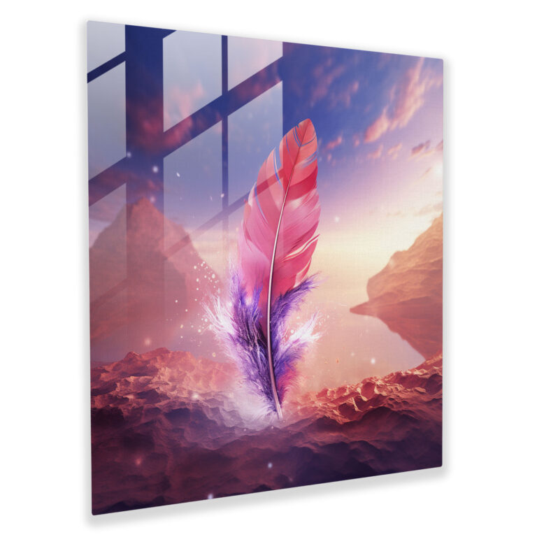Feather Fantasia Glass Print - Feather, Wall Decoration, Home Decoration, Modern Art