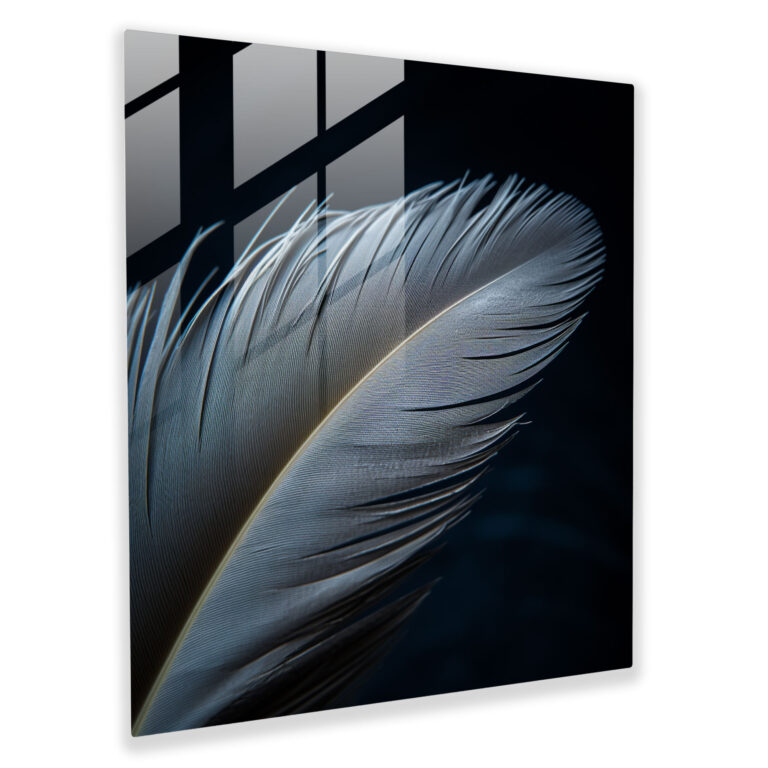 Intricate Beauty Glass Print - Feather, Wall Decoration, Delicate Patterns, Photography