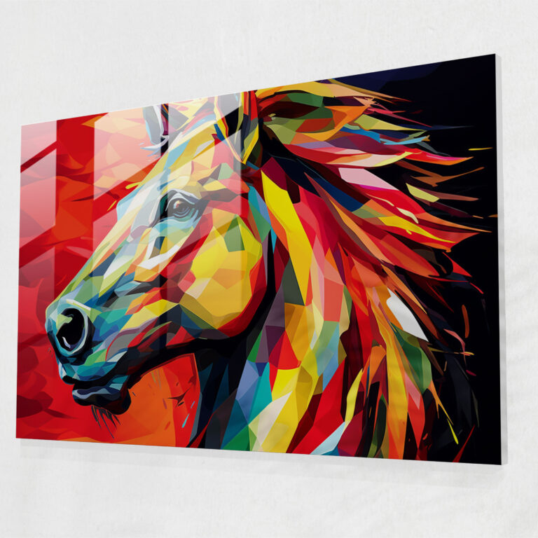 Ferrari Glass Wall Art - Colorful Abstract Horse Logo - Ferrari, Digital Art, Ferrari, Horse Logo