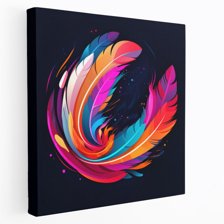 Feather Wall Decoration - Digital Vector Illustration - Canvas Print - Feather, Feather Wall Decoration, Canvas Print, Home Decoration