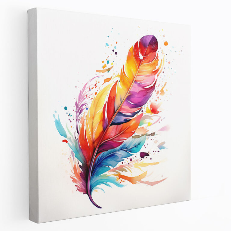 Feather Wall Art - Whimsical Watercolor Illustration - Canvas Print - Feather, Canvas, Whimsical Watercolor Illustration, Canvas Print