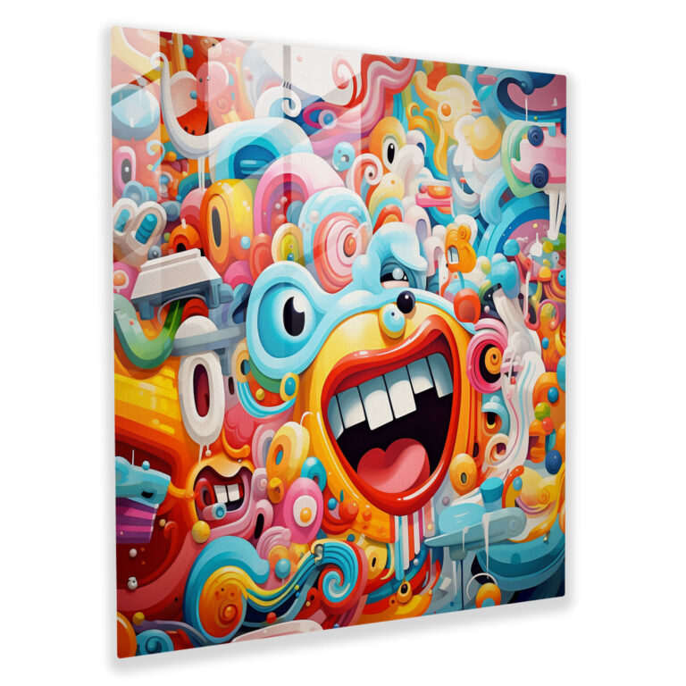 Funky Cartoon Fantasia Glass Print - Funky, Home Decoration, Funky, Wall Decoration
