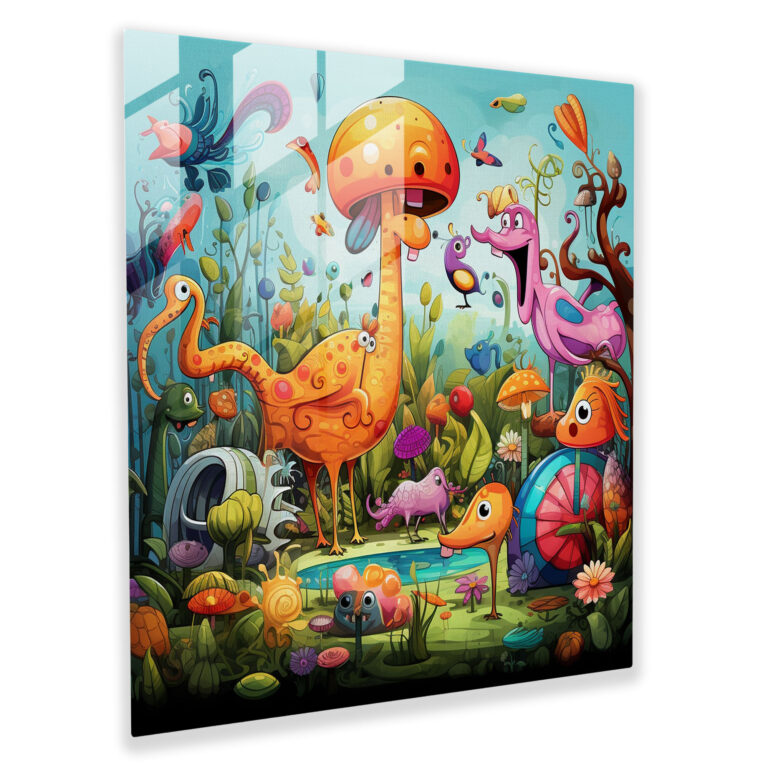 Funky Cartoon Glass Print - Funky, Glass Art, Home Decoration, Cartoon Illustration