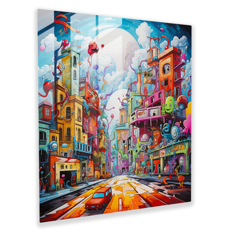 Urban Graffiti Glass Print - Funky, Urban Coolness, Abstract Characters, Glass Wall Art