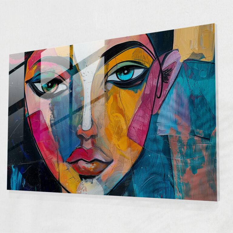 Fovism Glass Print - Colorful Portrait - Fovism, Home Decoration, Fovism Art Style, Modern Art