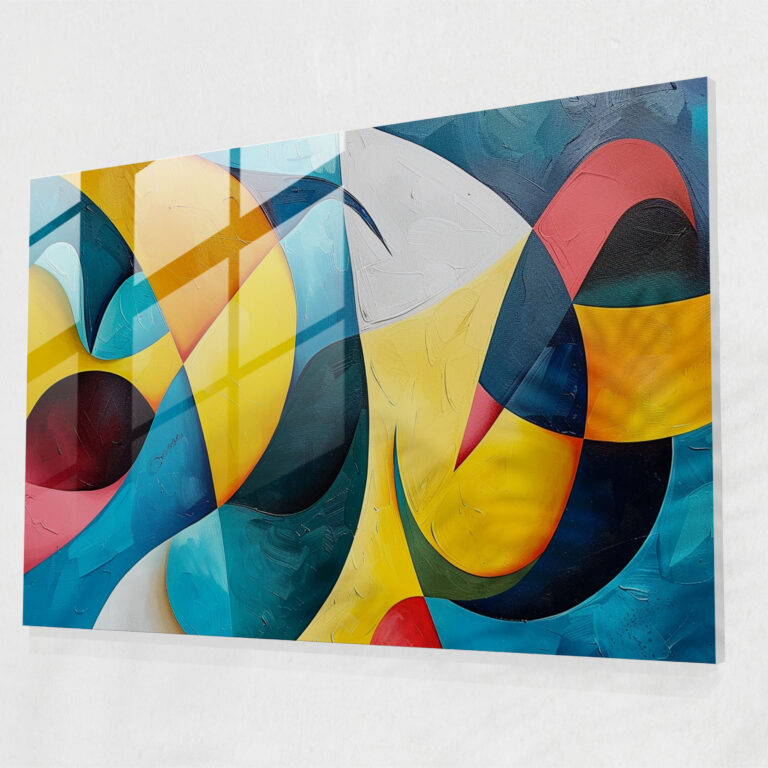 Fovism Glass Print: Abstract Colorful Shapes - Fovism, Glass Print, Glass Wall Art, Home Decoration