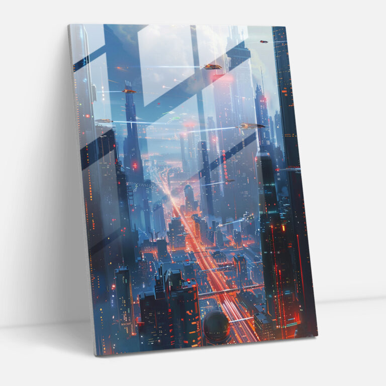 Futurism Art Style Glass Print - Futurism, Cityscape, Home Decoration, Modern Art