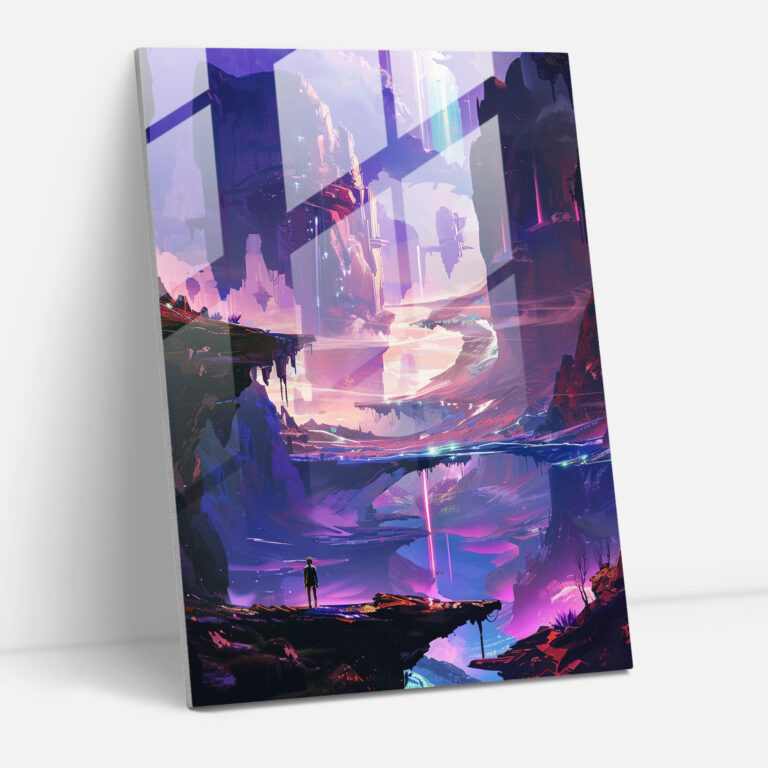 Floating Islands Glass Wall Art - Futurism, Futurism Art Style, Surreal Landscape, Home Decoration