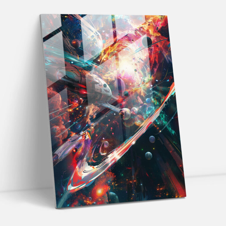 Space Galaxy Glass Print - Futurism, Modern Art, Glass Art, Glass Print