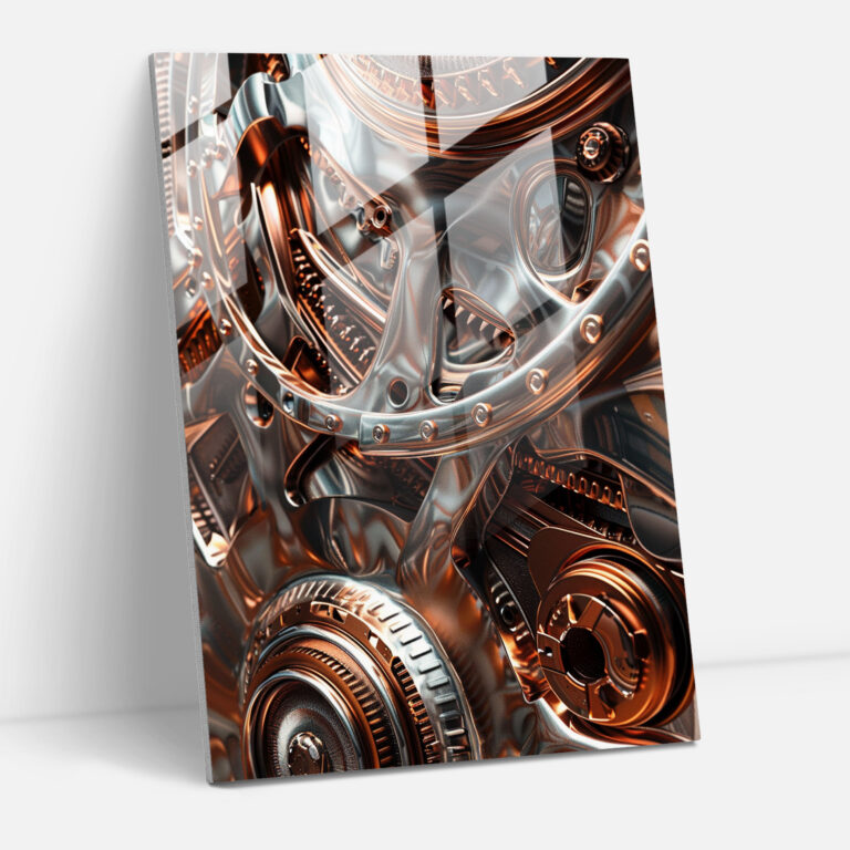 Mechanical Abstract Glass Print - Futurism, Home Decoration, Glass Art, Modern Art
