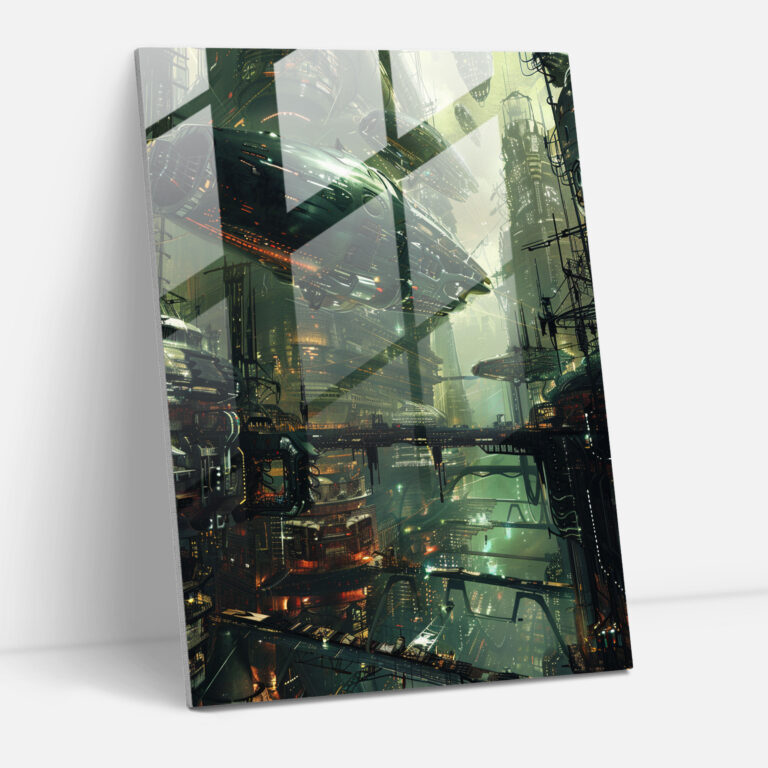 Futurism Wall Decoration - Alien-Like Creatures In A Futuristic World - Futurism, Glass Wall Art, Glass Art, Glass Print
