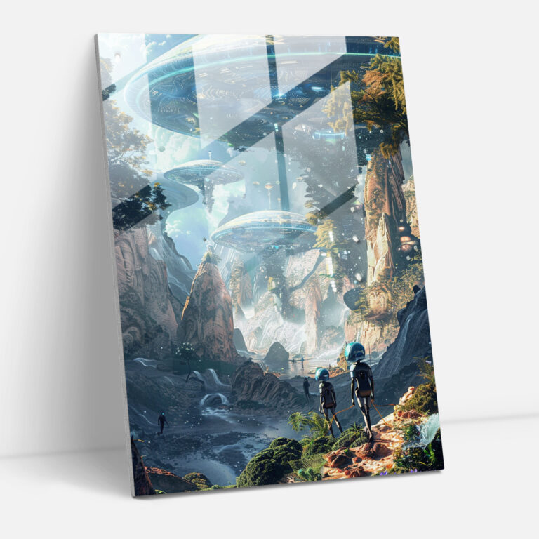 Futurism Modern Art - Alien Exploration - Futurism, Futurism Art Style, Modern Art, Glass Print