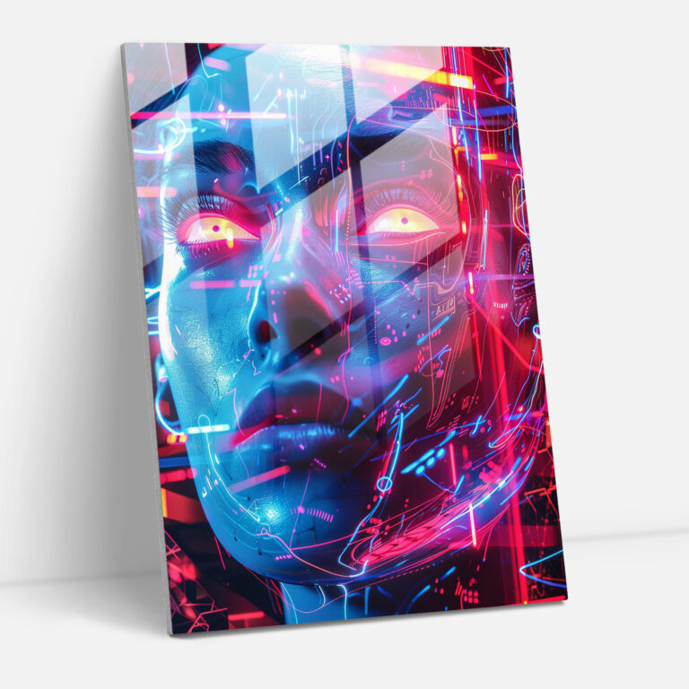Futurism Home Decoration - Neon Cyberspace - Futurism, Glass Print, Home Decoration, Futurism Art Style