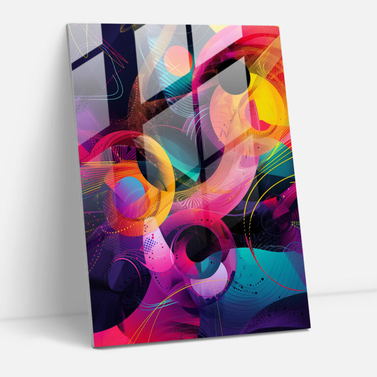 Futurism Modern Art Glass Print - Futurism, Futuristic Shapes, Vibrant Hues, Home Decoration