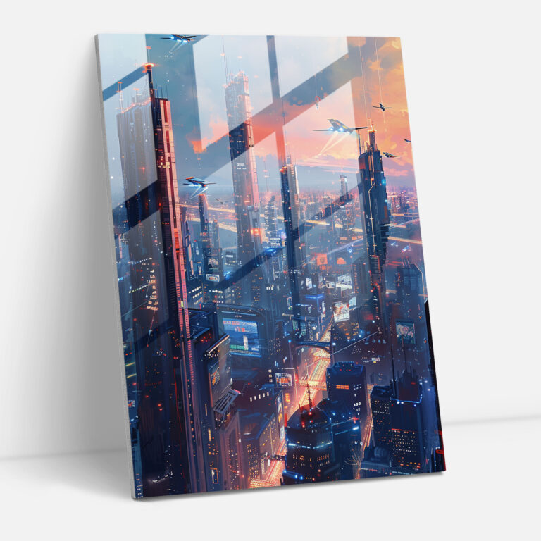 Glass Wall Art - Futurism Cityscape - Futurism, Glass Art, Wall Decoration, Futurism Art Style
