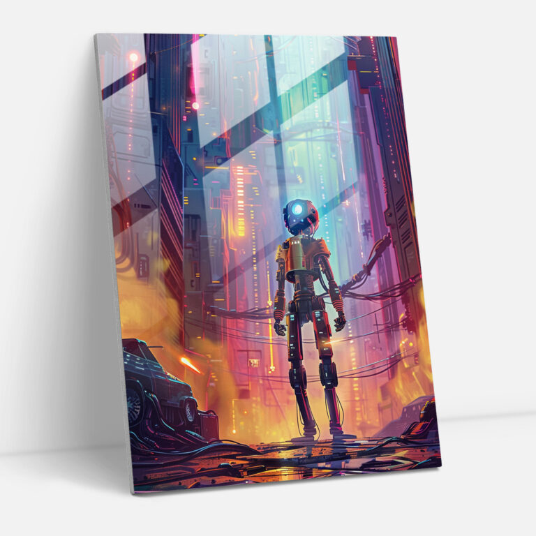 Futurism Glass Art - Retro Robot - Futurism, Futurism Art Style, Glass Art, Home Decoration