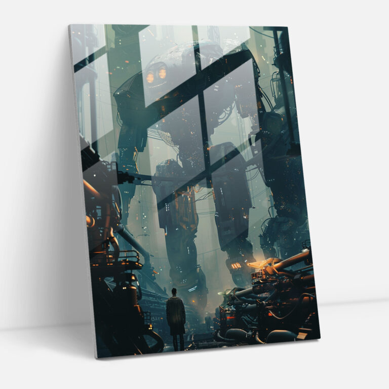 Futurism Glass Wall Art - Robot Factory - Futurism, Futurism Art Style, Wall Decoration, Glass Wall Art