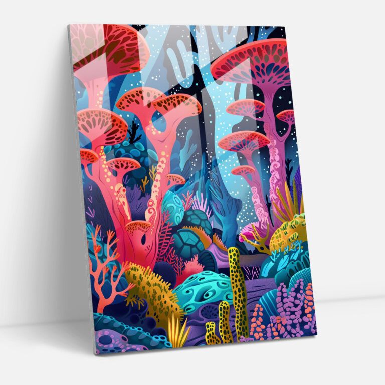 Futurism Modern Art Glass Print - Alien Landscape - Futurism, Modern Art, Wall Decoration, Glass Print