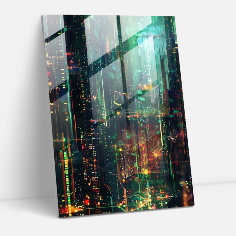 Futurism Glass Wall Art - Digital Cityscape - Futurism, Glass Art, Futurism Art Style, Wall Decoration