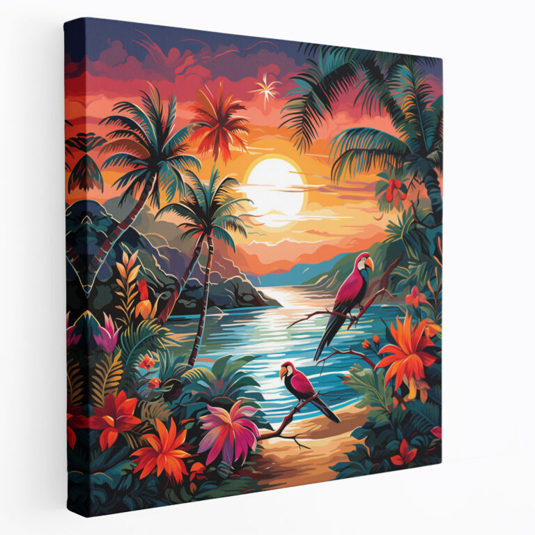 Funky Tropical Paradise Canvas Print - Funky, Canvas, Home Decoration, Wall Art