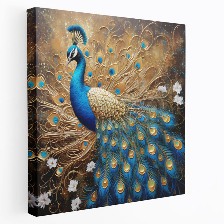 Glitter Majestic Peacock Canvas Print - Glitter, Shimmering Gold Glitter, Home Decoration, Canvas Print